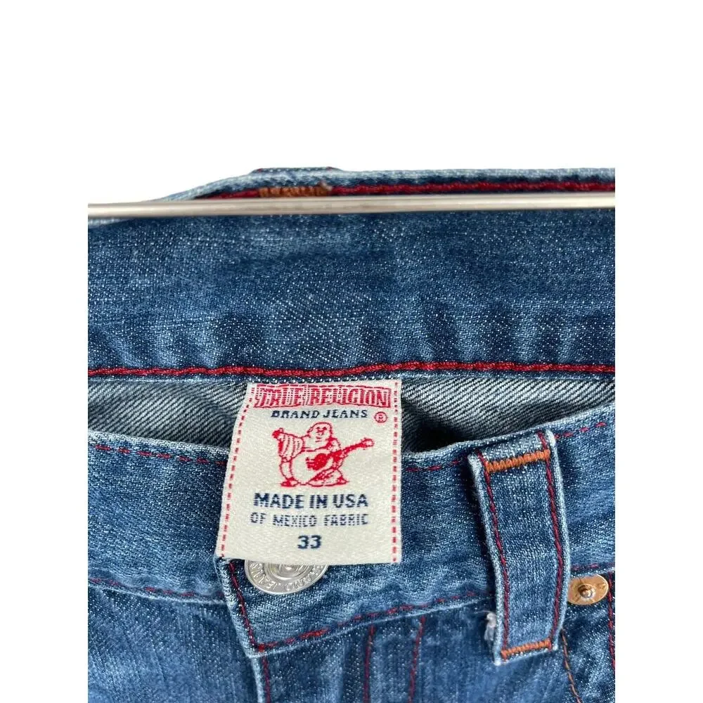 True Religion Bootcut Jeans Flap Pocket Tag reads size 33 waist measures 36